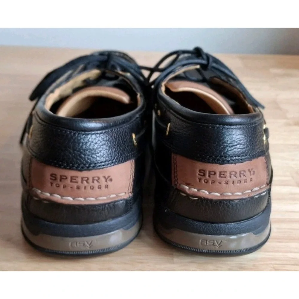 Sperry Gold Cup ASV Boat Shoes Black Leather Men's 15M 2 Eye Comfort Loafers